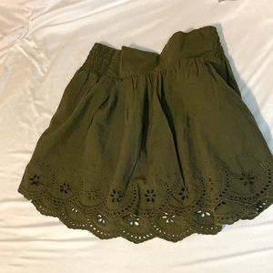 Women’s Size L Olive Green Short Cotton Skirt
